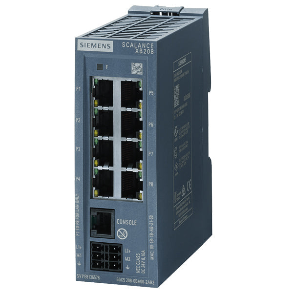 6GK5208-0BA00-2AB2 | Siemens 8 RJ45 port DIN Rail Mount Ethernet Switch