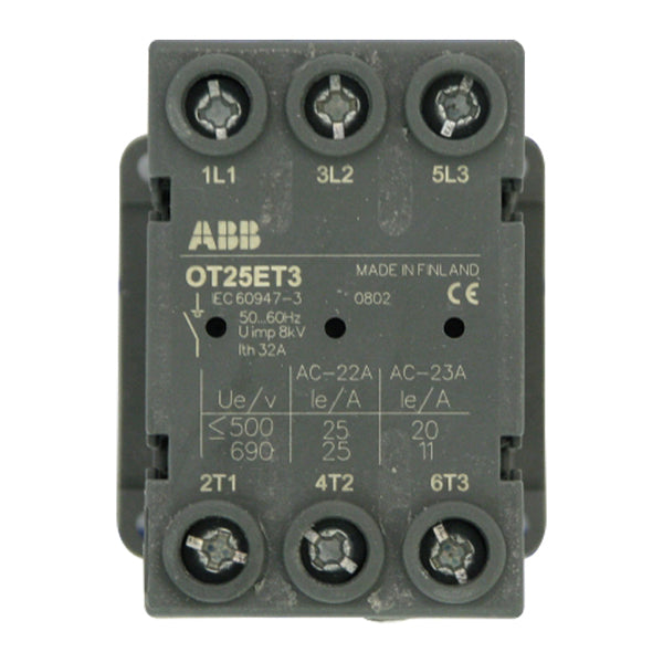 OT25ET3 | ABB 3 Pole Door Non-Fused Switch Disconnector